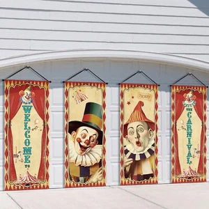 Tiamon 4 Pcs Vintage Halloween Carnival Banner Circus Carnival Party Supplies... - Picture 1 of 7