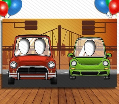 Cars on a Bridge Theme Face Cutout, 42x72" Photo Stand-in, Party Photo Prop - Image 1 of 4