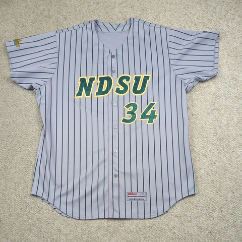 NDSU Jersey Shirt Mens Size 52 Gray Green Pinstripe Summit League Wilson Bison Cover