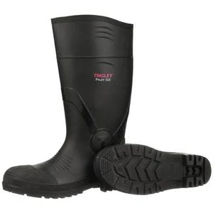 Mens Plain Toe Rubber Fishing Hunting Waterproof PVC Work Mud BLACK RAIN BOOTS - Picture 1 of 6