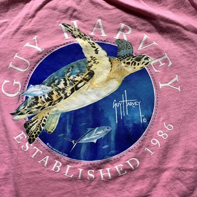 Guy Harvey T-Shirt Womens LARGE pink sea turtle Crew Neck 2020 - Image 1 of 4