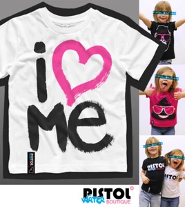 Water Pistol Boutique Kids Unisex Boys Girls I LOVE ME GRAFFITI White T-shirt - Picture 1 of 12