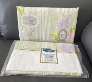 VTG Wamsutta Christian Dior Double Flat & Fitted Sheets Tulips Non Iron NEW USA - Picture 1 of 8