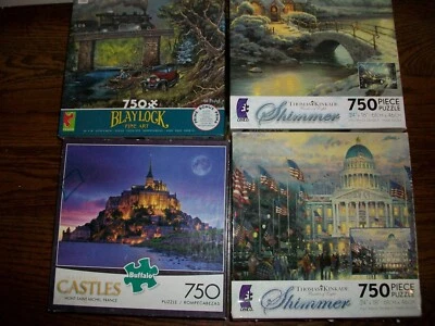 Lot of 4 Ceaco/Buffalo Games 750 pc Puzzles Thomas Kinkade/Ted Blaylock - Image 1 of 4