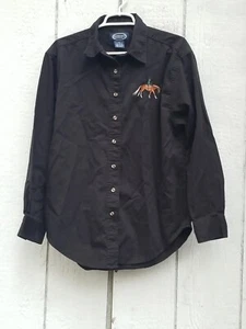 Womans Black Equestrian Horse Back Riding Long Sleeve Button Up Shirt, M - Picture 1 of 4