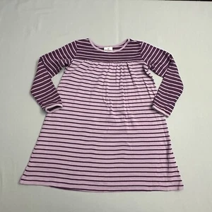 Hanna Andersson Dress Girls 130 US 8 Purple Striped Long Sleeve Knit Two Tone * - Picture 1 of 22