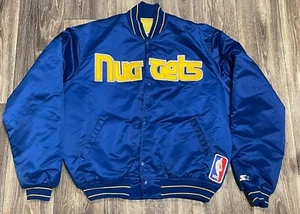 VTG 80s Denver Nuggets NBA Starter Authentics Satin Jacket Made in USA XL Spell - Picture 1 of 11