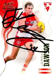 Signed 2021 SYDNEY SWANS AFL Card JORDAN DAWSON - Picture 1 of 3
