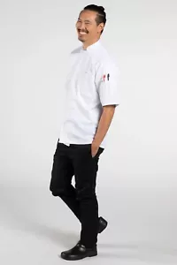 Uncommon Threads Chef Coat Short Sleeve Size XS White 497 65/35 Poly/Cotton - Picture 1 of 3