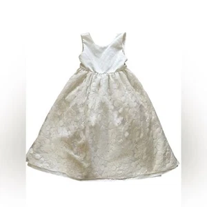 Rosebuds Flower Girl Maxi Dress Sz 6 Multi Layer Skirt Satin Button Back Ivory - Picture 1 of 7