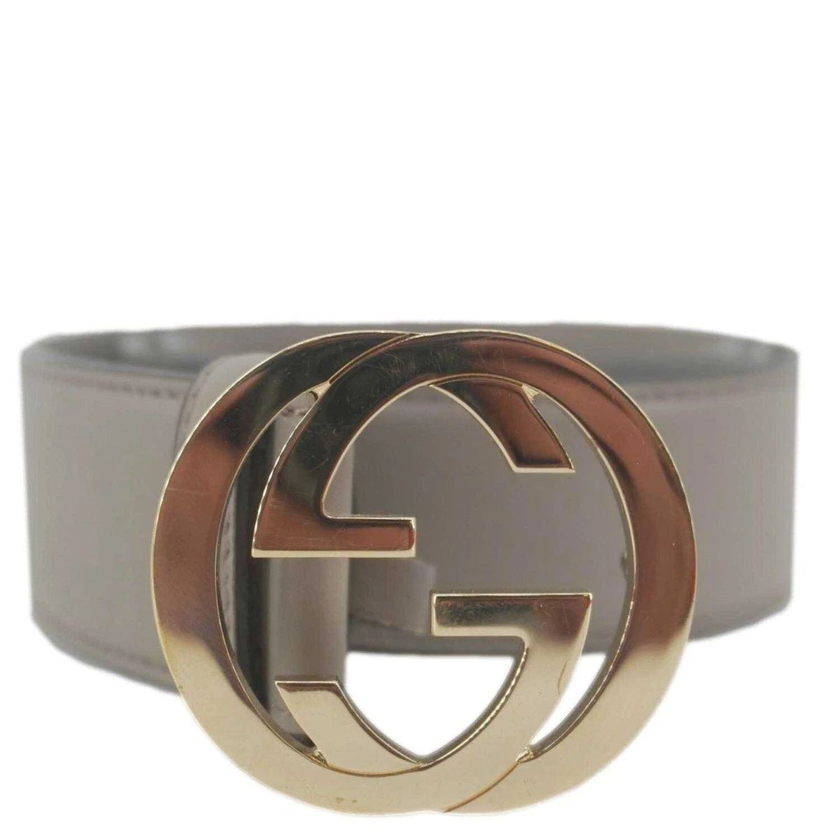 GUCCI Interlocking G Leather Belt Size 85.34 Gray 546386 | eBay