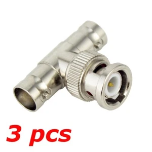 3 PACK - BNC 3-Way Tee Adapter Male to 2 Female Coax Coaxial Cable RF Splitter - Picture 1 of 4