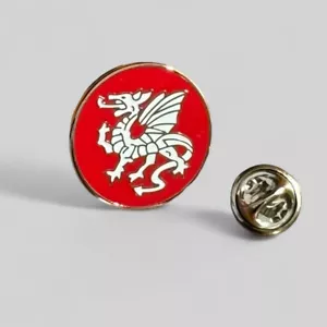 Sächsischer Weißer Drache Rundschild Abzeichen ENGLAND Ansteckabzeichen 25mm - Bild 1 von 1