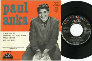 "Paul ANKA" I miss you so / Faibles femmes +2 (EP 45tours original français) NM - Picture 1 of 2