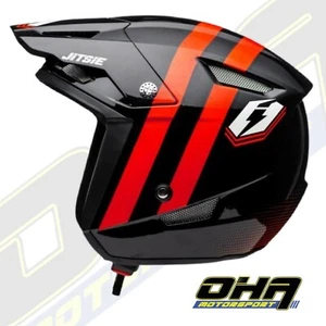 NEW Jitsie HT1 Voita Trials Off Road Motorcycle Open Face Helmet - Black / Red