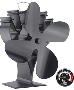 VODA 4-Blade Heat Powered Stove Fan for Wood/Log Burner/Fireplace VDSF684B - Picture 1 of 13