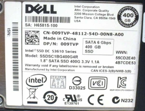 Genuine DELL 1.8" 400GB SATA SSD DC S3610 009TVP Dell SSDSC1BG400G4R - Picture 1 of 1