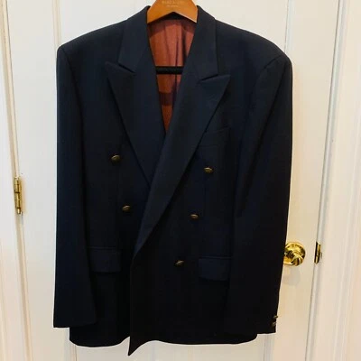 Blazer Traje Chaqueta Austin Reed Doble Pecho Azul Marino con Botones Lana De Colección Foto 1 de 4