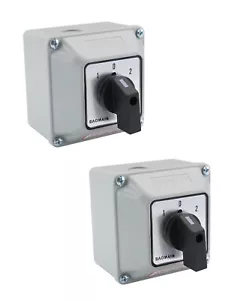 2 Stück! Baomain Drehschalter, SZW26-20/D202.2D, 660V, 20A, 3 Positionen, 2 Phasen - Bild 1 von 9