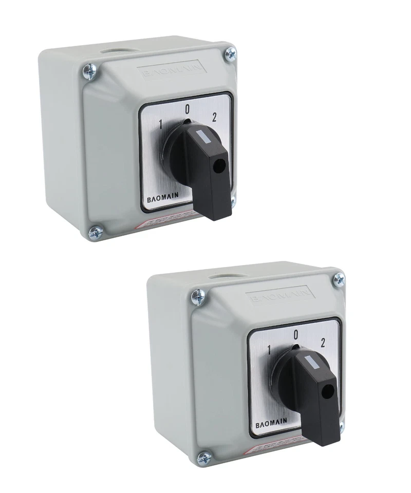 Paquete de 2, Interruptor Rotativo Baomain, SZW26-20/D202.2D, 660V, 20A, 3 Posiciones, 2 Fases Foto 1 de 4