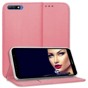 Funda libro para Huawei Y6 2018 Case Flip Magnética Cubierta Bookstyle rosa - Imagen 1 de 10