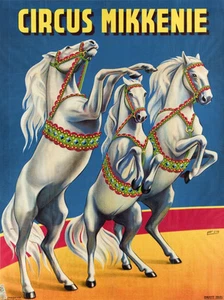 Vintage Circus Poster Horses Rearing CANVAS PRINT 24"X 36" - Picture 1 of 1