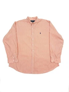 Ralph Lauren Button Down Shirt Classic Fit Men’s 2XL Orange Striped Long Sleeve - Picture 1 of 4