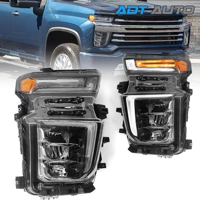 W/ LED Module Headlights Assembly For Chevy Silverado 2500HD 3500HD 2020-2023 Foto 1 de 4