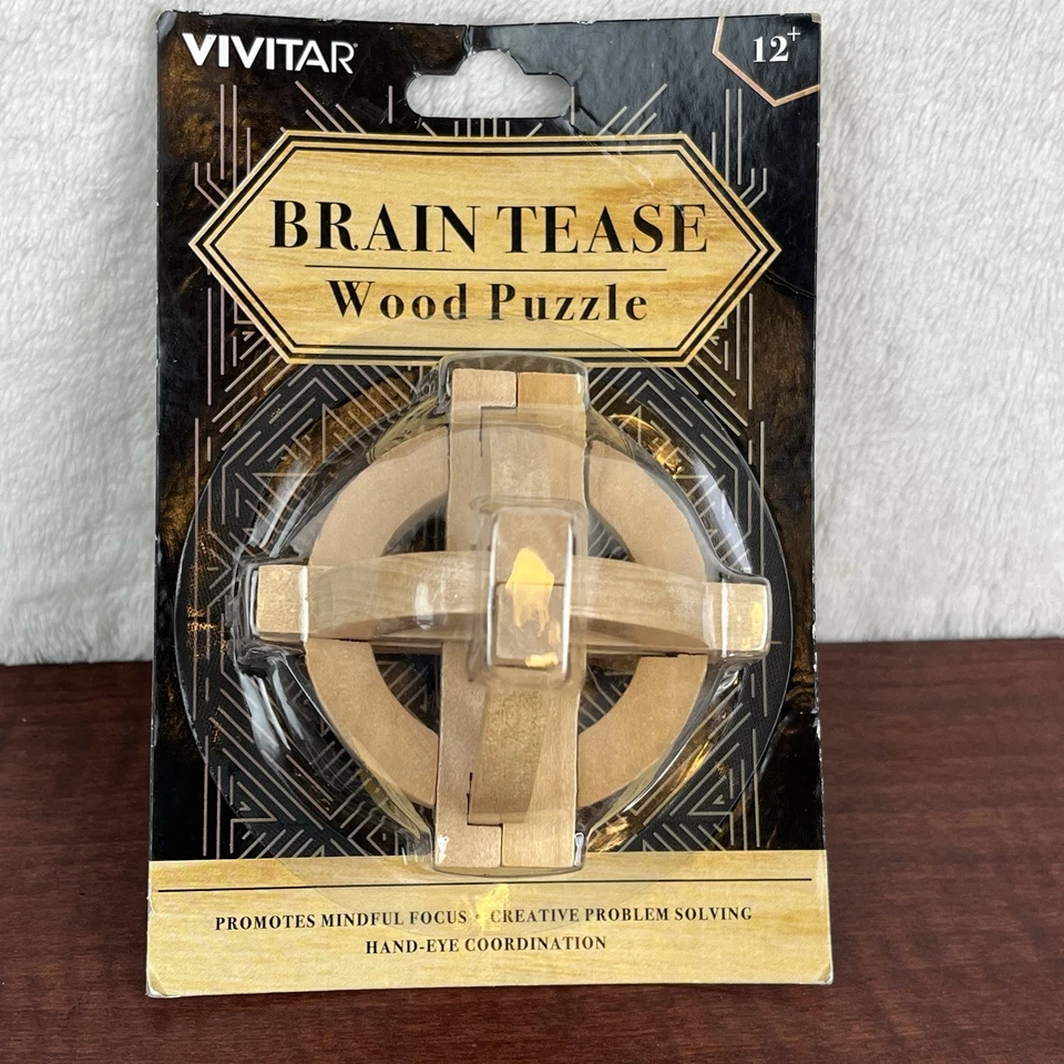 GALILEO's Globe Puzzle Wooden Brain Teaser Handheld Game In Box Vivitar New - Image 1 of 4