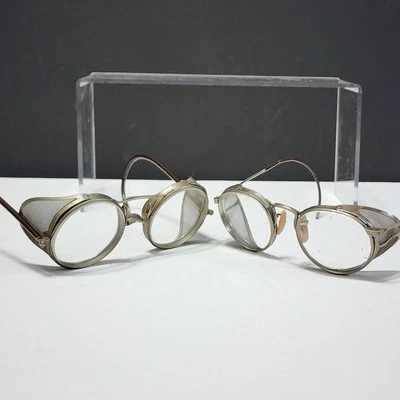 2 VIDRIOS DE SEGURIDAD TRANSPARENTES AMERICAN OPTICAL (AO) 2 pr de colección protectores laterales de malla años 30-50? Foto 1 de 4