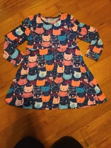 Cute and Colorful Kitty Cat shirt dress with long sleeve Size 6 - Picture 1 of 4