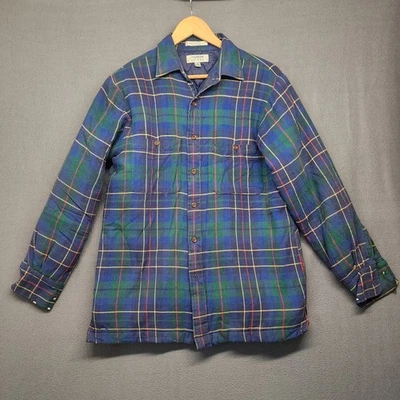 Vintage Arrow Sport Shacket Shirt Jacket Men Medium Blue Green Plaid Quilt Lined - Image 1 of 4
