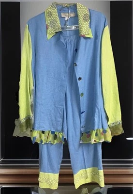 Taylor G 达拉斯德克萨斯州 80-90 年代五颜六色的可穿戴艺术 2 件套复古 1 件小丑 — 第 1/4 张图片