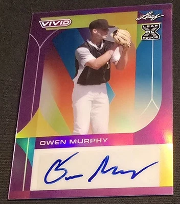 Owen Murphy #BA-OM1 2022 Leaf Vivid Baseball Purple Numbered out of /5 - Image 1 of 3