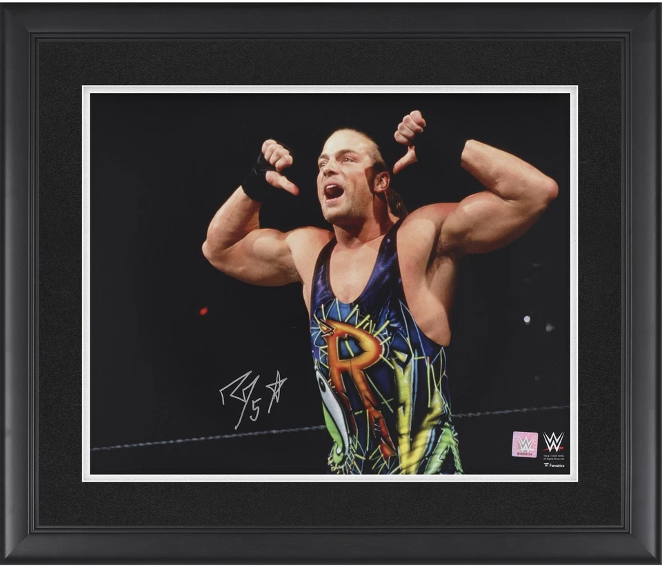 Rob Van Dam WWE Framed Autographed 16" x 20" Thumb Pointing Pose Photograph - Image 1 of 1