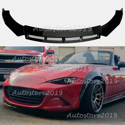 For Mazda MX-5 Miata 06-2022 Glossy Front Bumper Lip Spoiler Splitter Body Kit - Image 1 of 4