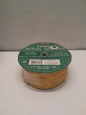 Wire Edge Seamless Ribbon Gold Metallic Christmas Crafts 2.5"x45 Yards Kirkland  - Image 1 of 4
