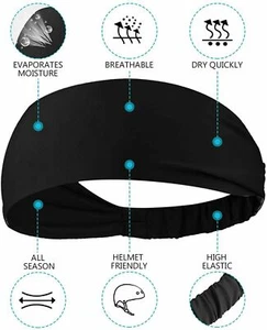 Hair Head Band Sweatband Headband Stretch Men Women Wrap Elastic Sports Yoga Gym - Picture 1 of 6