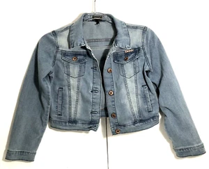 Chaqueta vaquera DKNY para niñas talla M azul denim logotipo lavado claro informal oeste vaquera - Imagen 1 de 9