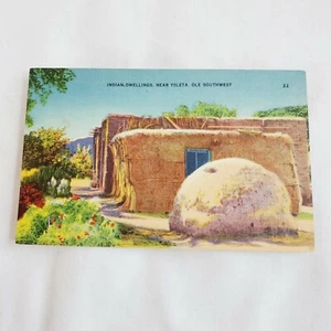 Cartolina Lino Indiana Tigua Dimora Ysleta Ole Southwest Sandoval inutilizzata - Foto 1 di 4