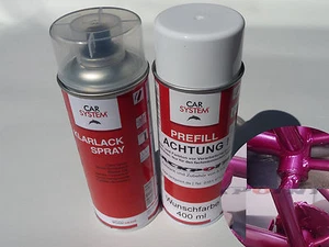 Farbspray Set a 400ml Autolack Basislack Candy Lila Metallic +Klarlack Tuning - Bild 1 von 2