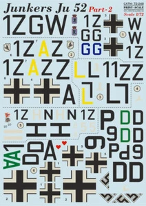 Print Scale 72-248 - 1/72 German Junkers Ju 52, Part 2, Aircraft wet decal - Picture 1 of 12