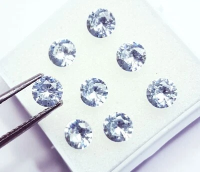 Loose Gemstone Round Shape White Sapphire 5x3 MM Size / 8 Pcs. With Free Gift - Image 1 of 4
