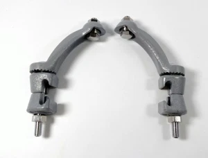 New Pair Vintage Style Fog Light Brackets Lamp Clamp On Bumper Mount, Painted - Picture 1 of 8