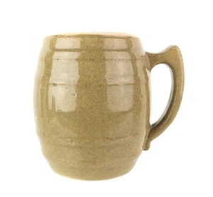 Vintage UHL Pottery Huntington Indiana Salt Glaze Barrel Tan Coffee Cup No. 16 - Picture 1 of 6