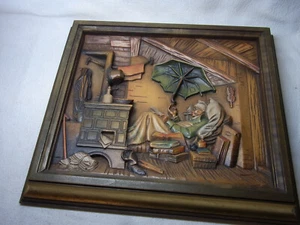 The Poor Poet By ANRI Carl Spitzweg Wood Carved Picture Vintage Italy #UEBN - Picture 1 of 19