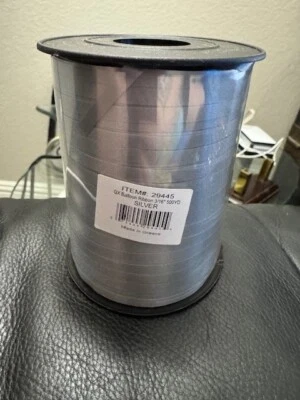 3/16" 500 YDS Spool Balloons Curling Ribbon - Silver New!!! - Image 1 of 2