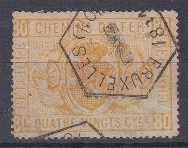 BÉLGICA 1879 80c SELLO FERROVIARIO AMARILLO FU (ID:431/D40235) Foto 1 de 1