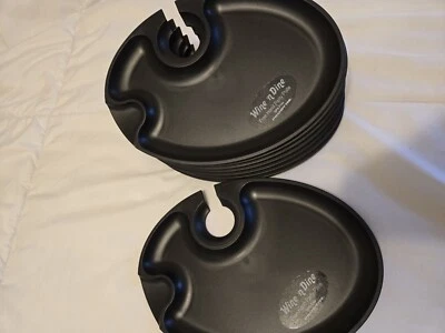 8 Prodyne Polypropylene "Wine N Dine" Plates Black Quality Party Supply Cocktail - Image 1 of 4