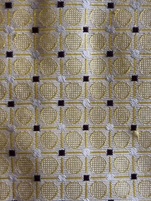 Gravata de seda PRADA BEGE AMARELO E MARROM CÍRCULOS GEOMÉTRICOS UM CLÁSSICO DESIGNER DE MODA - Imagem 1 de 4